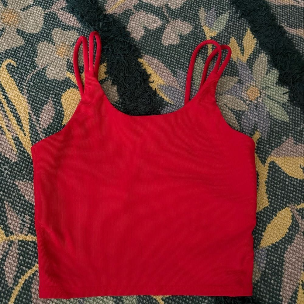 NWOT WILO Melbourne Australia Red Ribbed Cropped Top Womens Size Small
